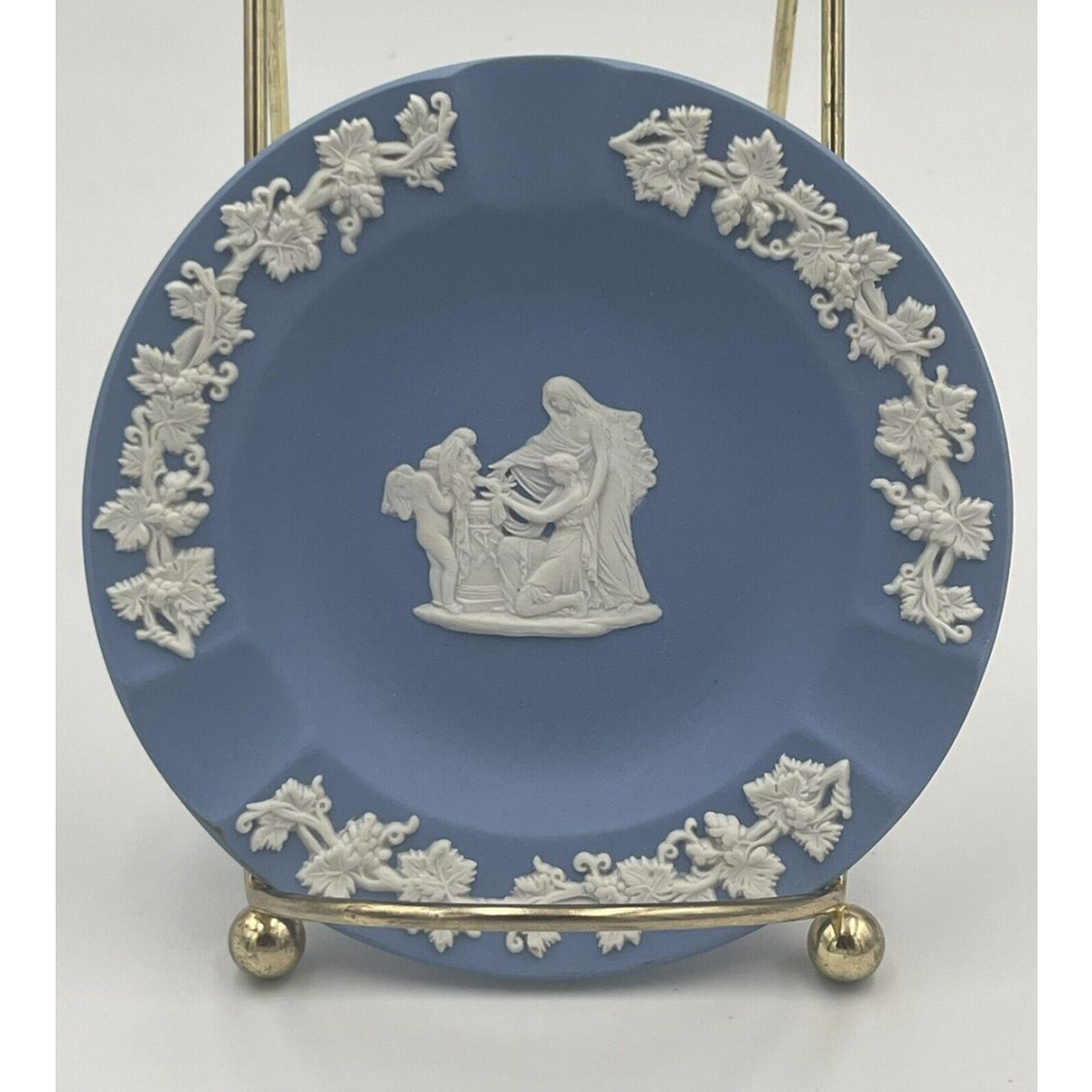 Wedgwood Vintage Blue Jasperware Small Plate Trinket Dish Ashtray